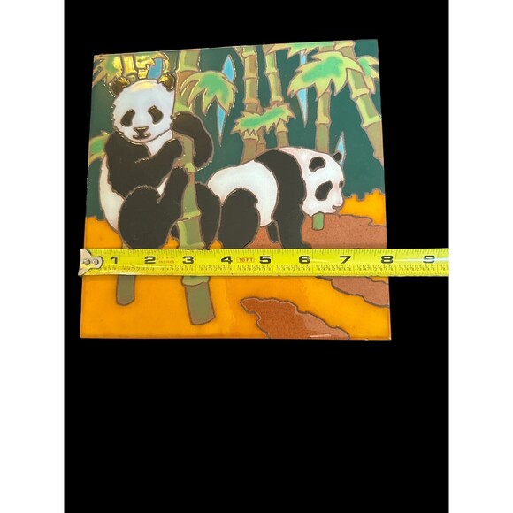 1984 Arius Santa Fe Art Tile PANDAS #4503 8”x8” Italy Tile Trivet RARE - Picture 4 of 7